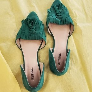 Justfab Emerald Green Flats Size 9